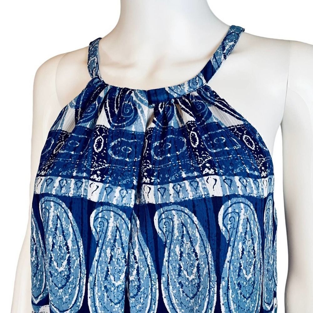 Sugarlips Paisley Print Halter Blouse Blue - Picture 3 of 11